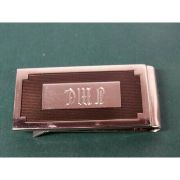 Money Clip Stainless Steel Credit Card Cash ID Holder Silver Tone JMC Initials - Picture 3 of 9